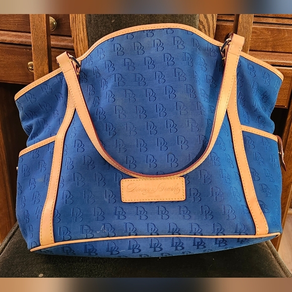 Dooney & Bourke Navy and Tan Tote Bag - Picture 1 of 9